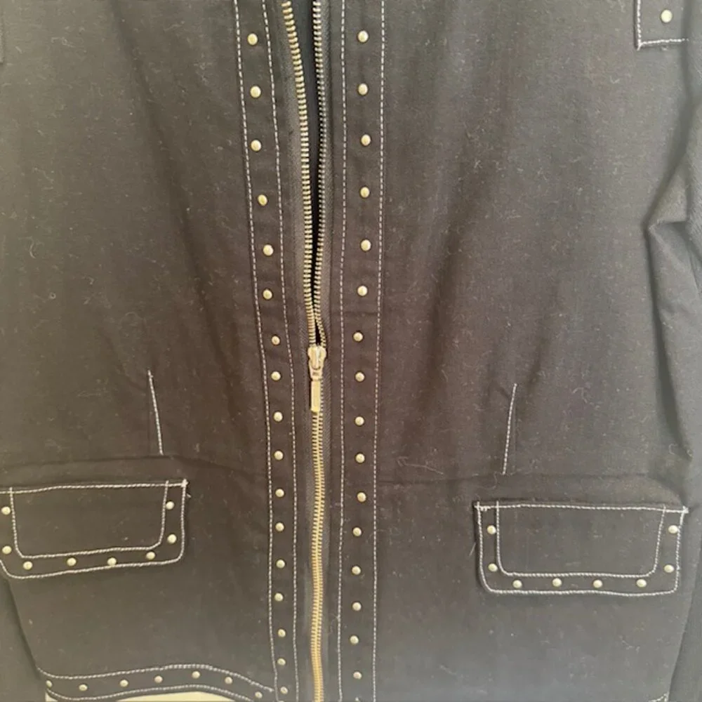 Michael Simon Black Zip Up Jacket, Size L - Picture 3 of 5